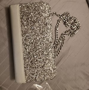 Rhinestone handbag with chain